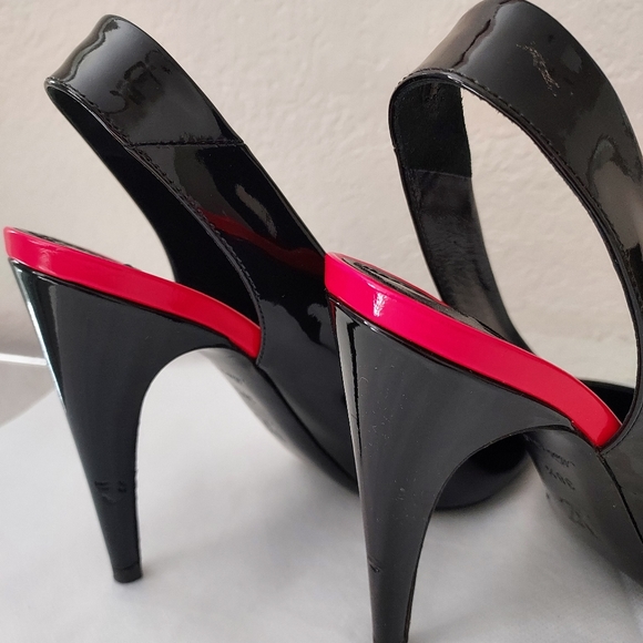 Louis Vuitton sling back patent leather black and fuschia pumps - Picture 8 of 12
